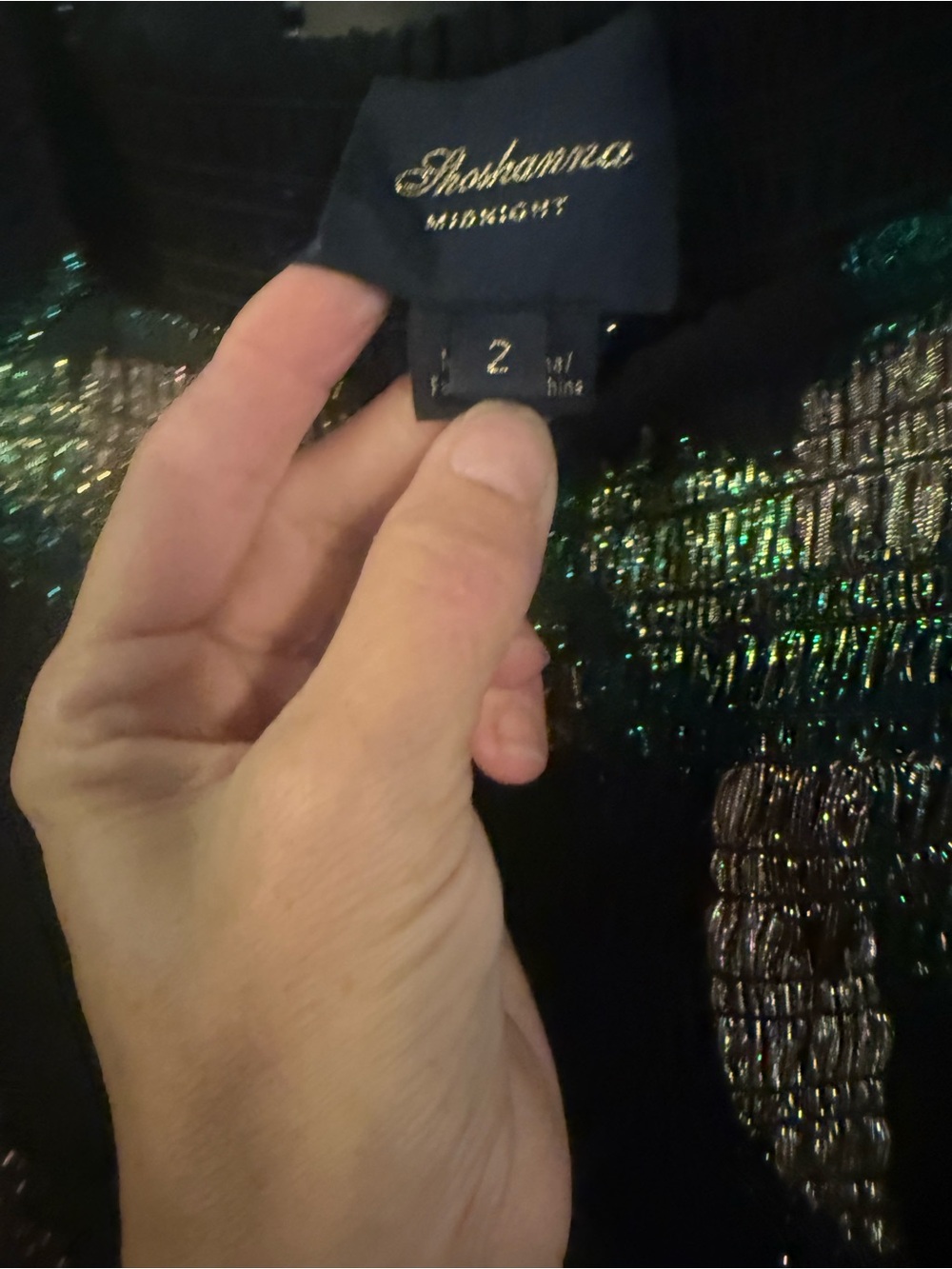 Shoshanna Black Maxi Dress with Teal, Purple & Gold Metallic Accents - Picture 4 of 4